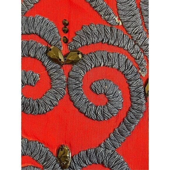 Red navy blue women’s embroidered jeweled 2X dress - Picture 5 of 6